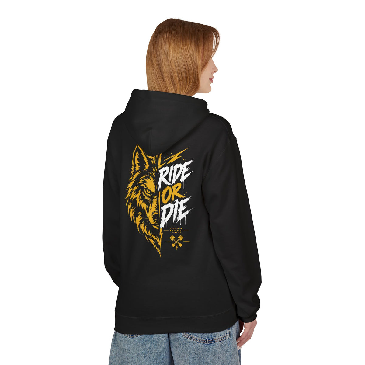 Ride or Die Wolf Hoodie Schwarz – Bild 4