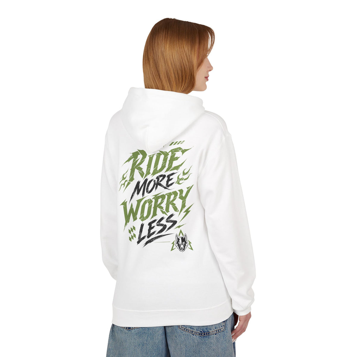 Ride More Worry Less Hoodie Weiß – Bild 4
