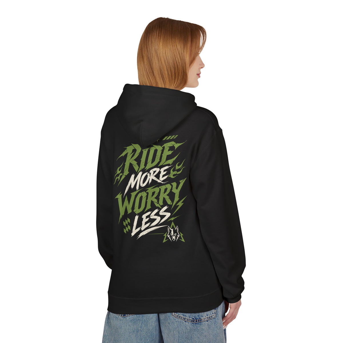 Ride More Worry Less Hoodie Schwarz – Bild 4